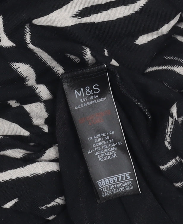 Marks and Spencer Women's Black Animal Print Dress, Size 28
