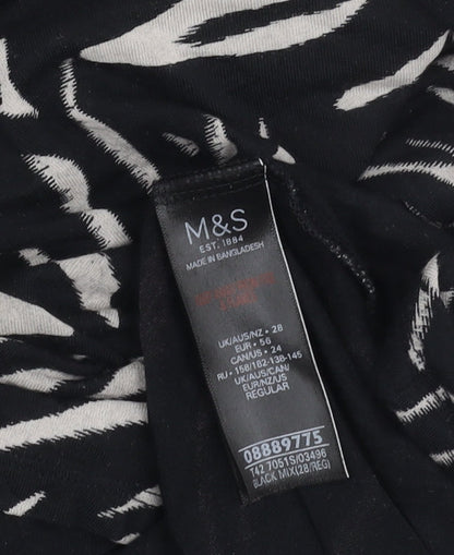 Marks and Spencer Women's Black Animal Print Dress, Size 28