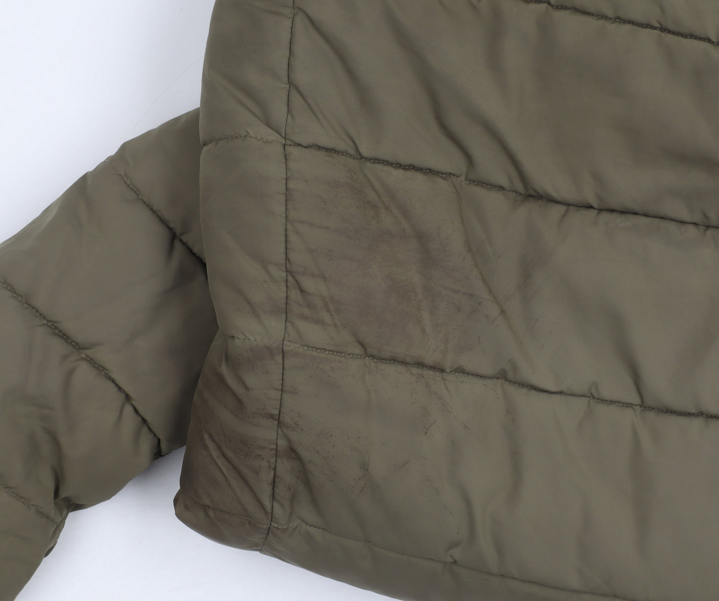 H&M Women's XS Green Puffer Jacket Hooded Casual Winter