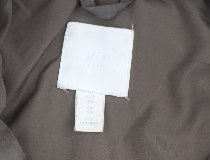 H&M Women's XS Green Puffer Jacket Hooded Casual Winter