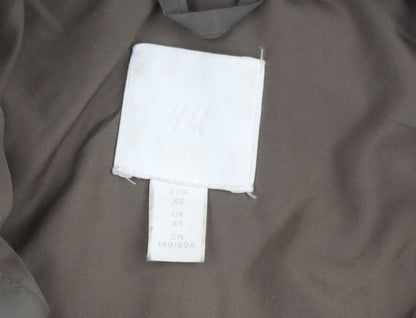 H&M Women's XS Green Puffer Jacket Hooded Casual Winter