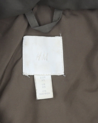 H&M Women's XS Green Puffer Jacket Hooded Casual Winter