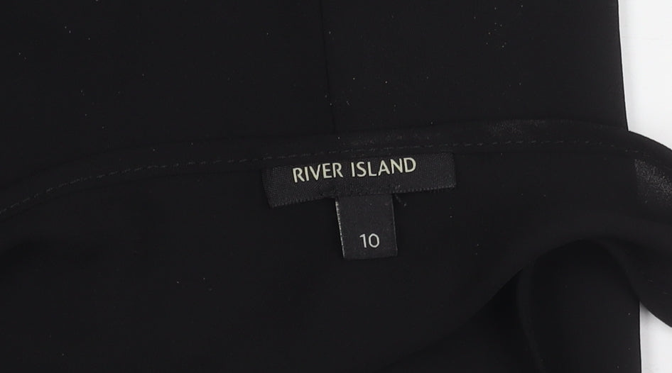 Womens UK Size 10 River Island Black Wrap Tank