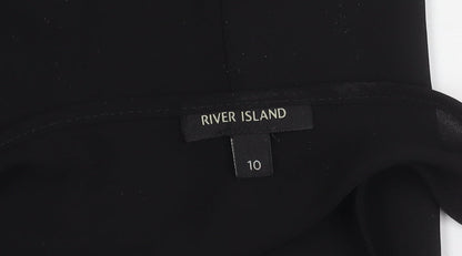Womens UK Size 10 River Island Black Wrap Tank