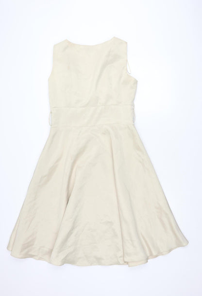 Next Women's Beige Fit & Flare Dress, Size 14