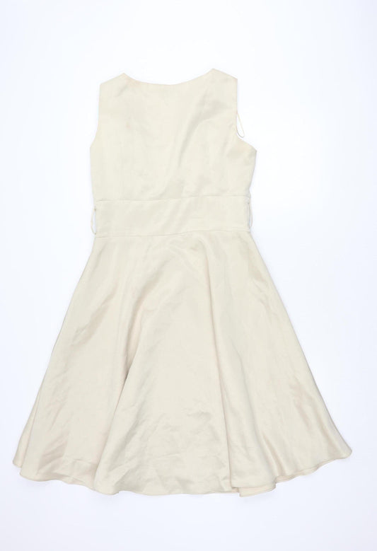 Next Women's Beige Fit & Flare Dress, Size 14