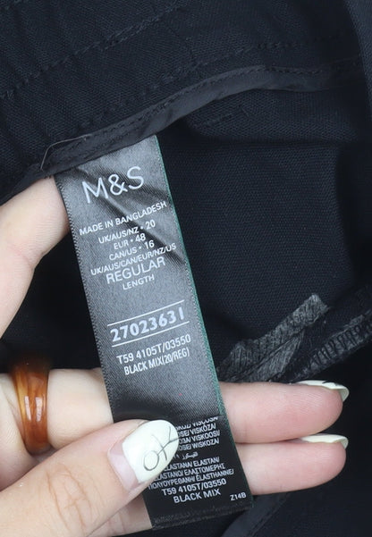 Womens UK Size 20 Marks and Spencer Regular Fit  Black Trousers