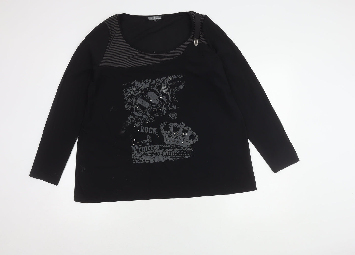 Mellem Women's Black Long Sleeve Scoop Neck Top