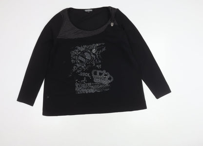 Mellem Women's Black Long Sleeve Scoop Neck Top