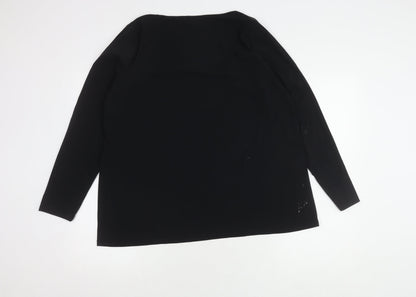 Mellem Women's Black Long Sleeve Scoop Neck Top