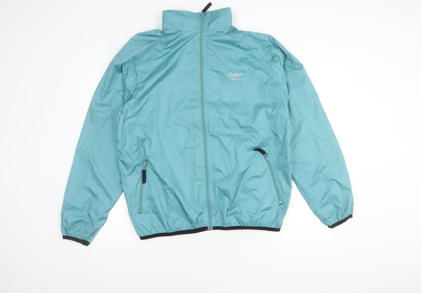 Unisex Adults UK Size L Cotton Traders Blue Windbreaker Coat
