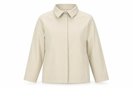 Bm Women's Beige Basic Jacket, M, Collared, Casual