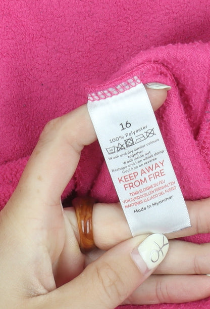 Bonmarché Women's Pink Fleece Zip Sweatshirt, Size 16