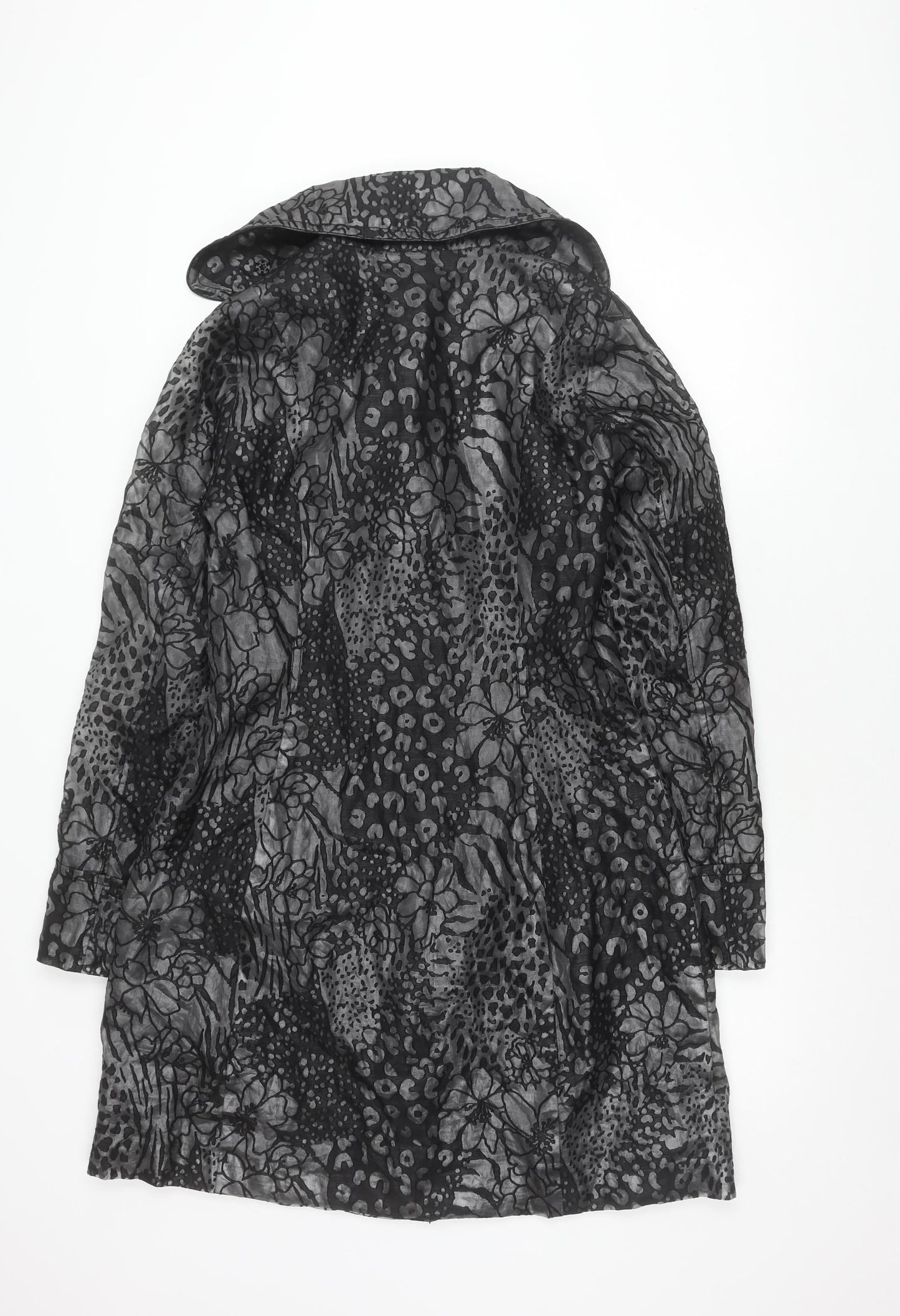 Spoom Women's Black Floral Print Coat Size 10