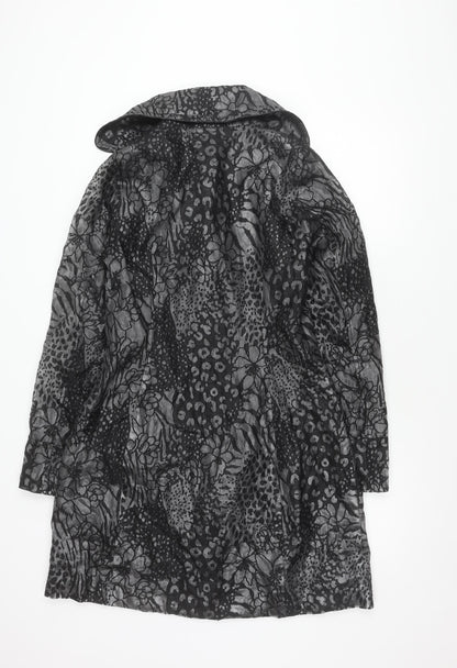 Spoom Women's Black Floral Print Coat Size 10
