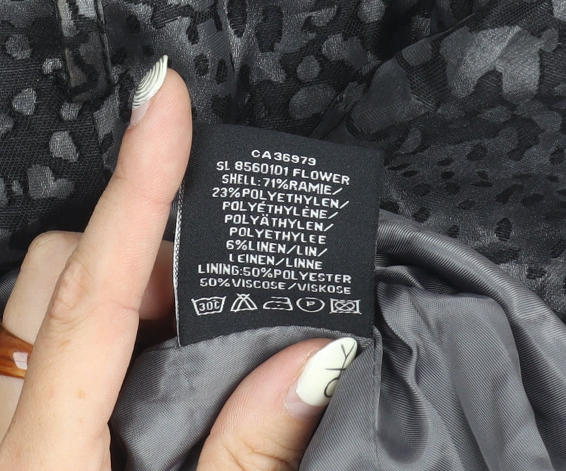 Spoom Women's Black Floral Print Coat Size 10