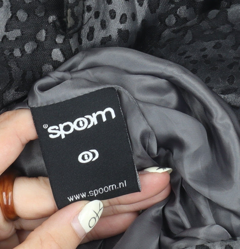 Spoom Women's Black Floral Print Coat Size 10
