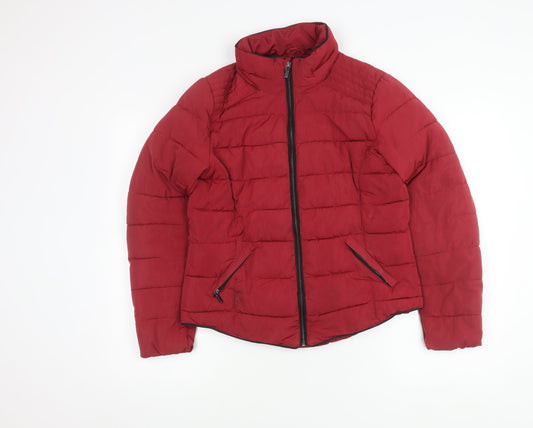 Mango Women's Red Puffer Jacket Medium Casual Style