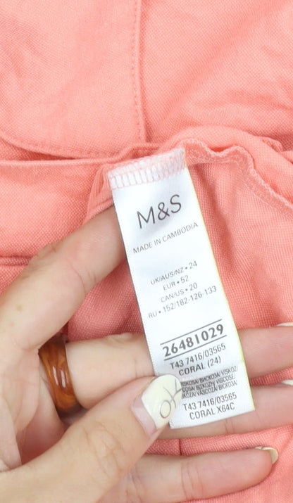 Womens UK Size 24 Marks and Spencer Pink  Button-Up