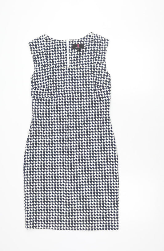 Simon Jeffrey Women's Black & White Houndstooth Sheath Dress, Size 8