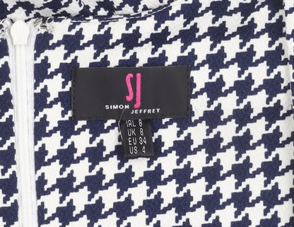 Simon Jeffrey Women's Black & White Houndstooth Sheath Dress, Size 8