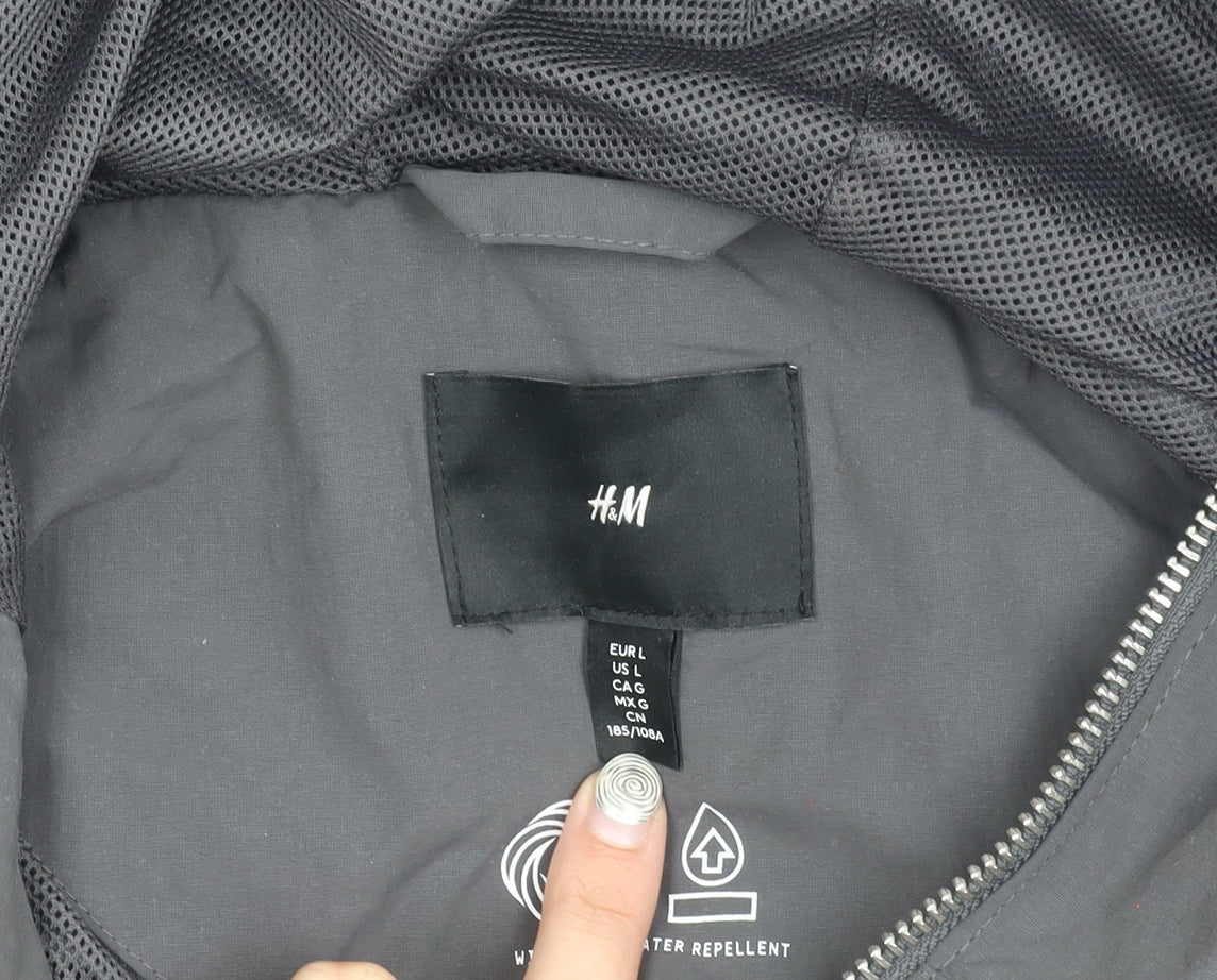 Mens UK Size L H&M Black Windbreaker Coat
