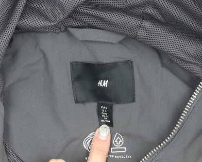 Mens UK Size L H&M Black Windbreaker Coat