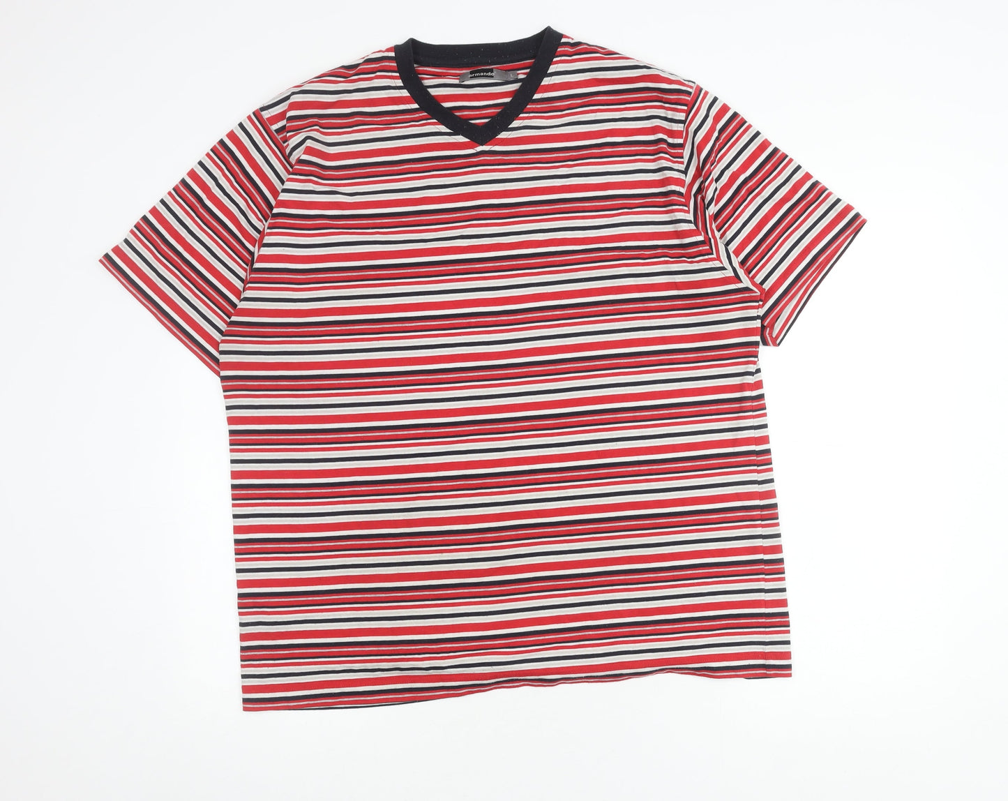 Armando Unisex Multicoloured Striped V-Neck T-Shirt L