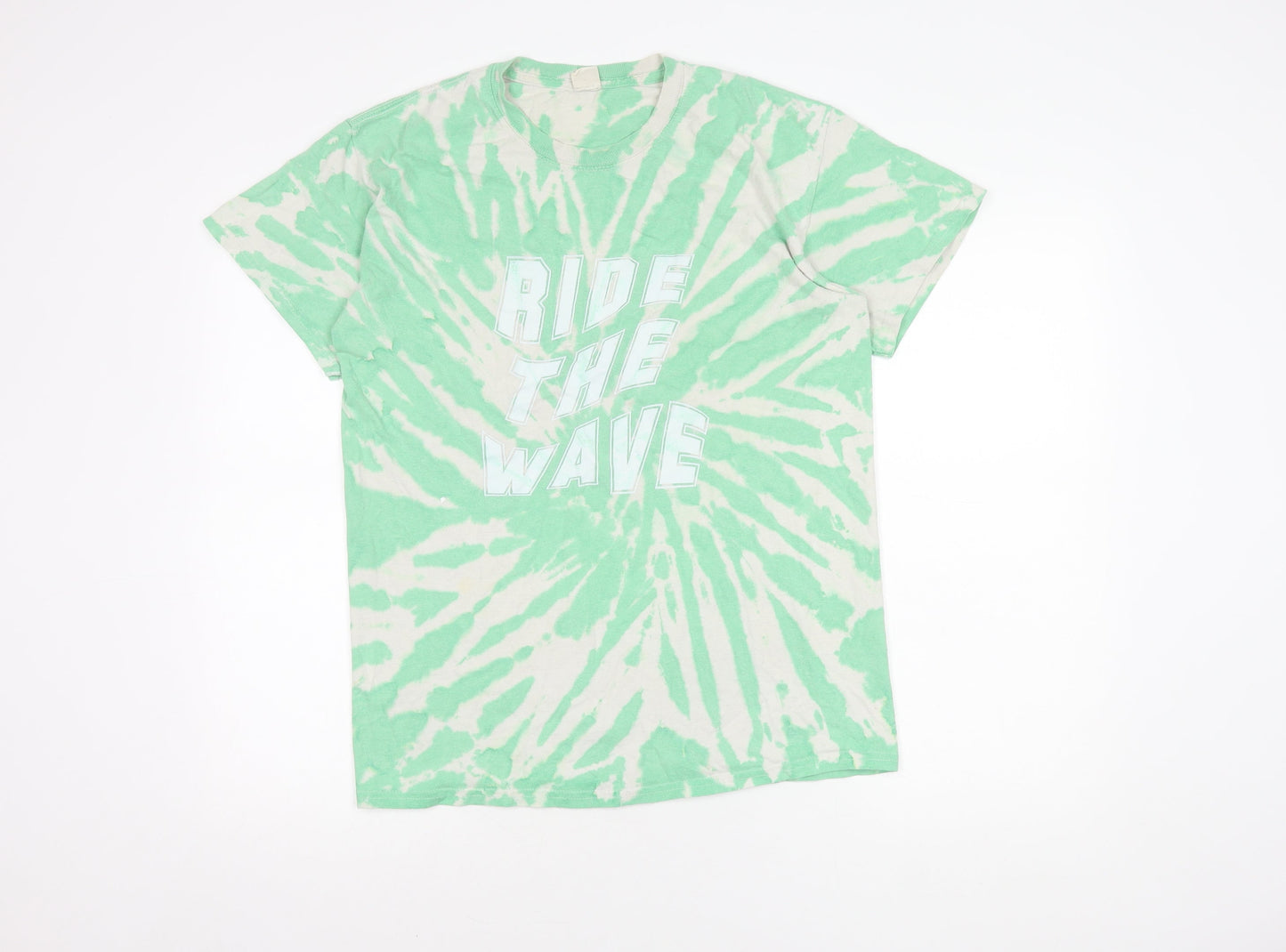 Urban Outfitters Men's Green Tie-Dye Beach T-Shirt, Medium