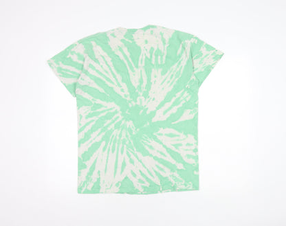 Urban Outfitters Men's Green Tie-Dye Beach T-Shirt, Medium