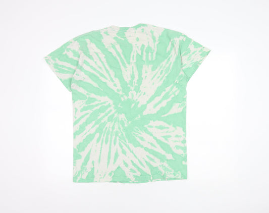 Urban Outfitters Men's Green Tie-Dye Beach T-Shirt, Medium