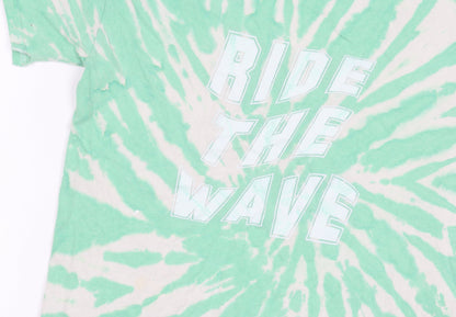 Urban Outfitters Men's Green Tie-Dye Beach T-Shirt, Medium
