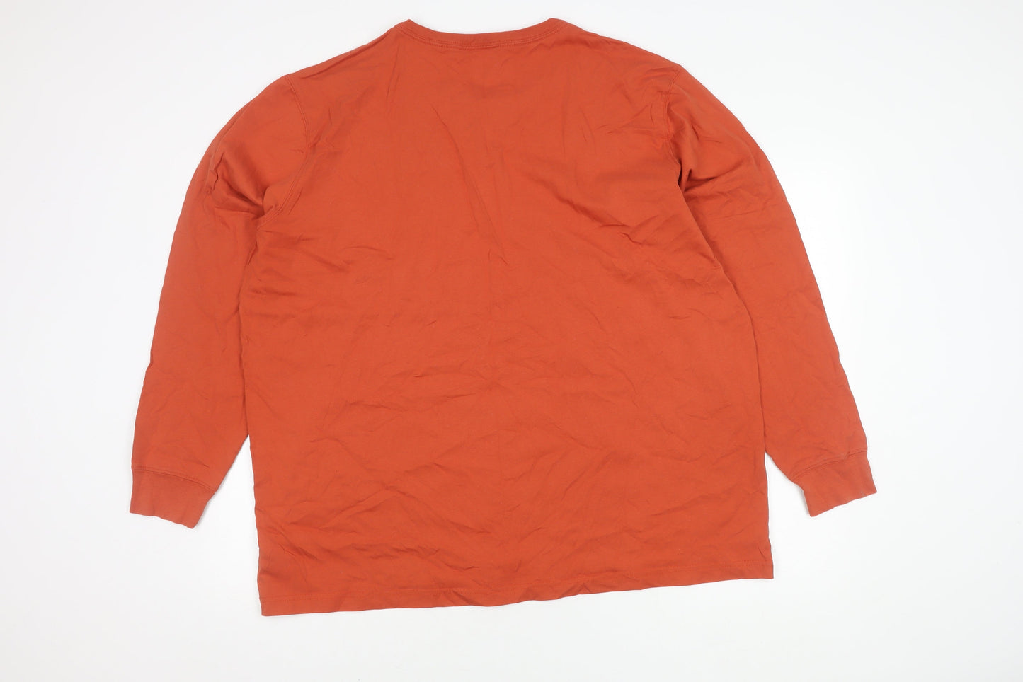 Lands' End Men's Orange Henley Long Sleeve T-Shirt 2XL