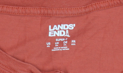 Lands' End Men's Orange Henley Long Sleeve T-Shirt 2XL