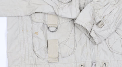 GAP Women's Beige Cotton Jacket, M, Hooded Zip Casual