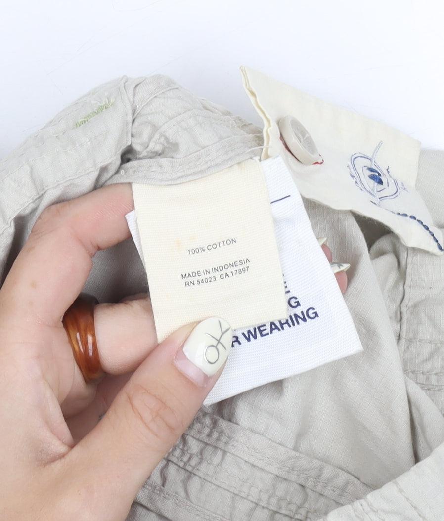 GAP Women's Beige Cotton Jacket, M, Hooded Zip Casual