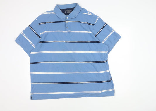 MAINE Men's Blue Striped Polo Shirt 2XL