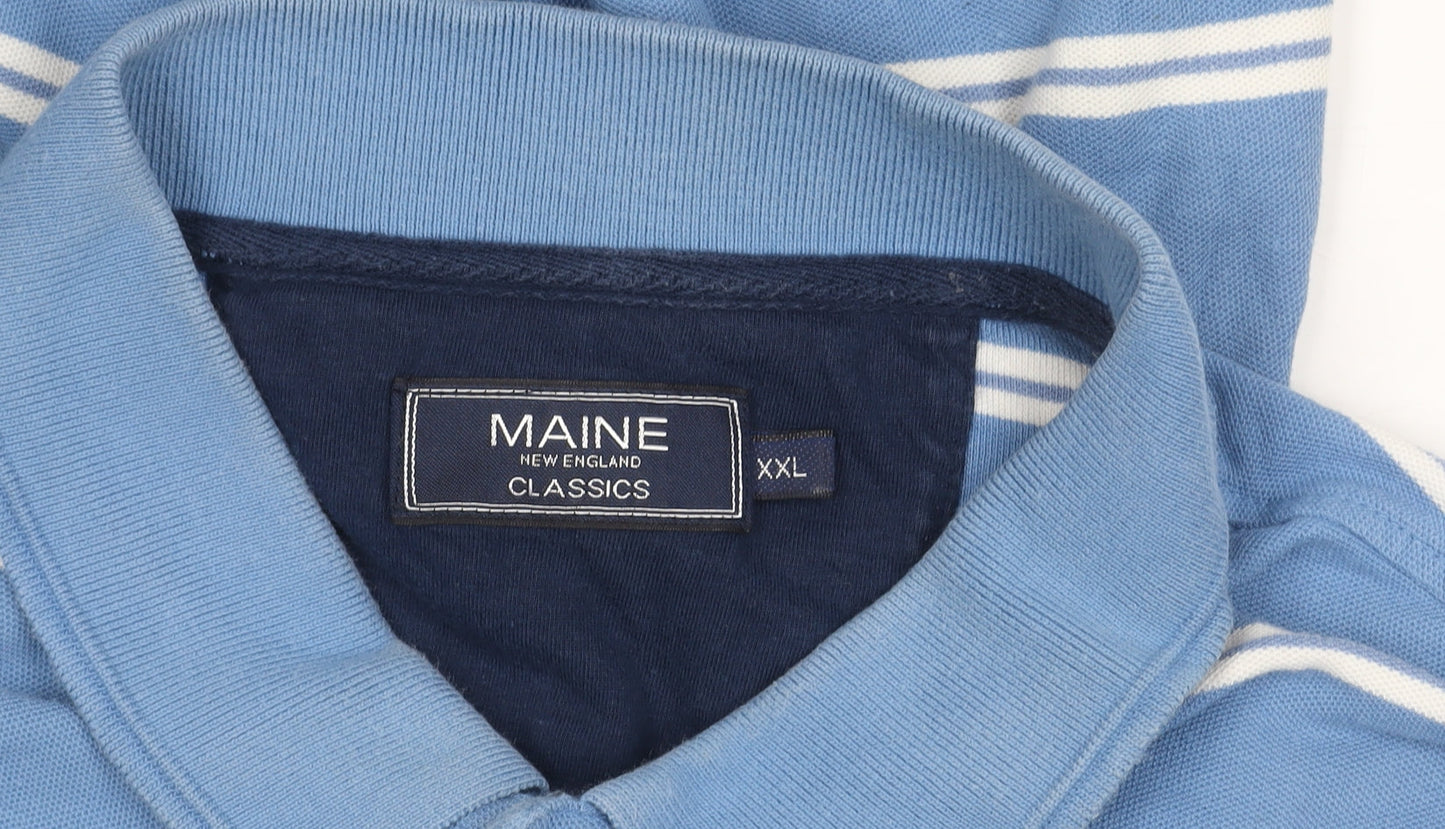 MAINE Men's Blue Striped Polo Shirt 2XL