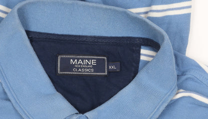 MAINE Men's Blue Striped Polo Shirt 2XL