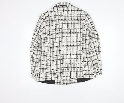 Miss Selfridge Women's White Checked Blazer, Size 10, Bouclé