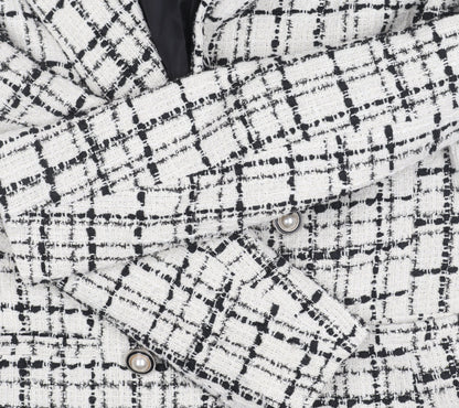 Miss Selfridge Women's White Checked Blazer, Size 10, Bouclé