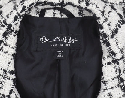 Miss Selfridge Women's White Checked Blazer, Size 10, Bouclé