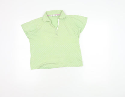 EWM Pure Classics Women's Green Polka Dot Polo, Size 10-12