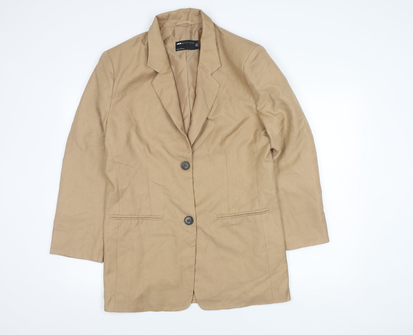 ASOS Women Beige Blazer Size 4 Two-Button