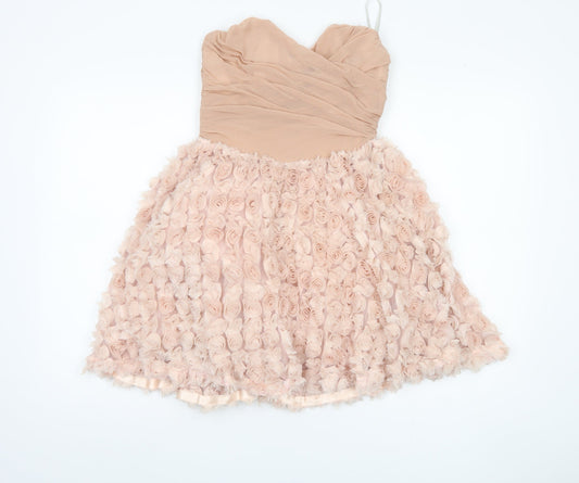 ASOS Women's Pink A-Line Strapless Ruffle Dress