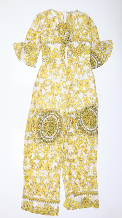 Allison Collection Yellow Floral Baroque Jumpsuit Women S