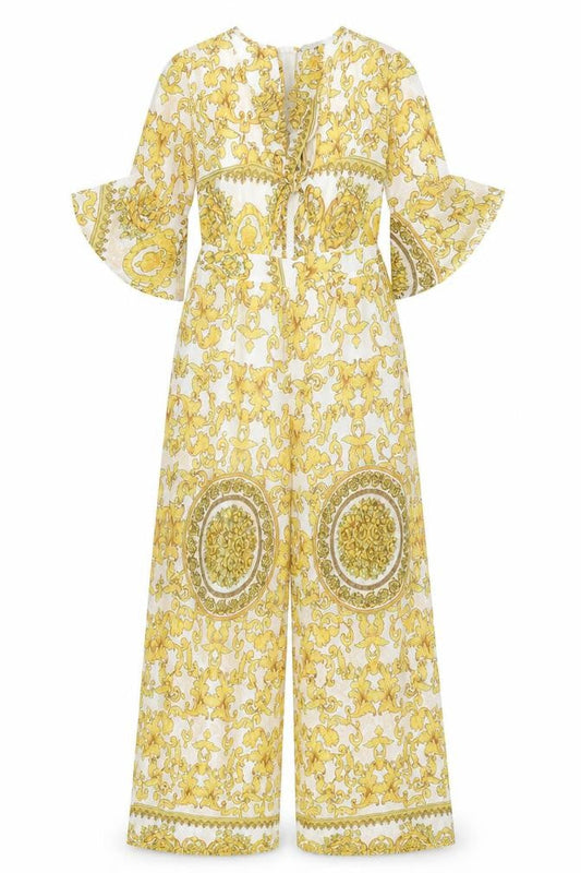 Allison Collection Yellow Floral Baroque Jumpsuit Women S
