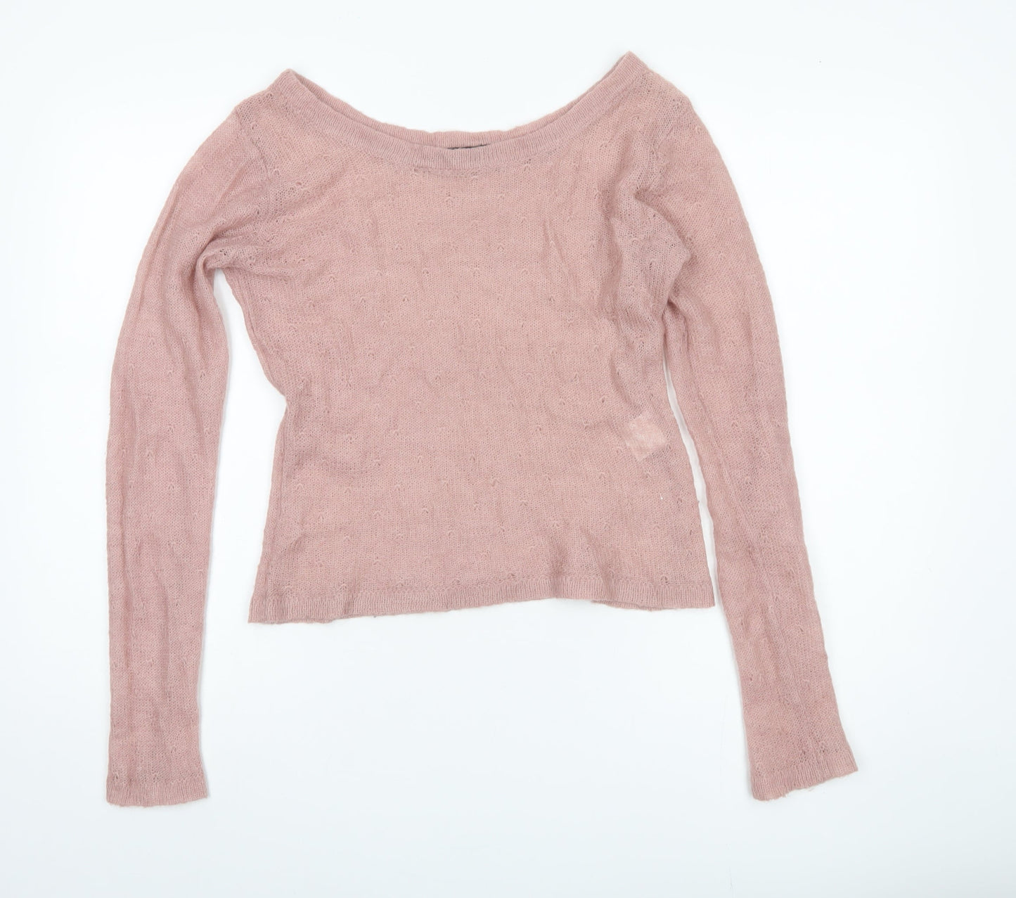 VILA Clothes Women's Pink Boat Neck Jumper L