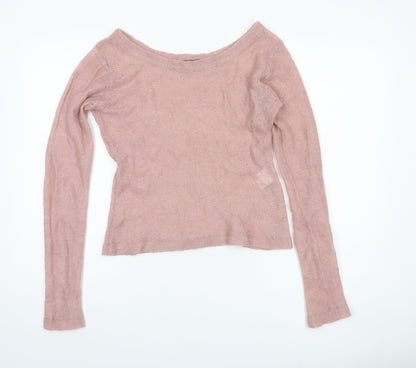 VILA Clothes Women's Pink Boat Neck Jumper L