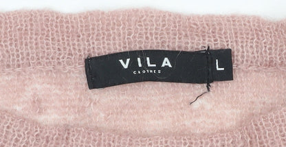 VILA Clothes Women's Pink Boat Neck Jumper L
